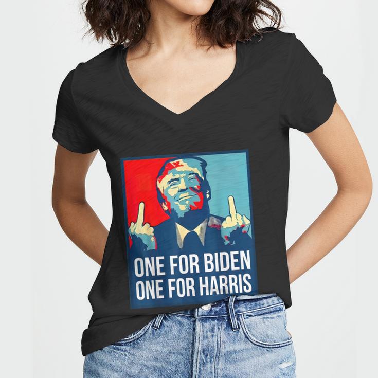 Donald Trump Middle Finger Biden Harris America Republican Women V-Neck T-Shirt