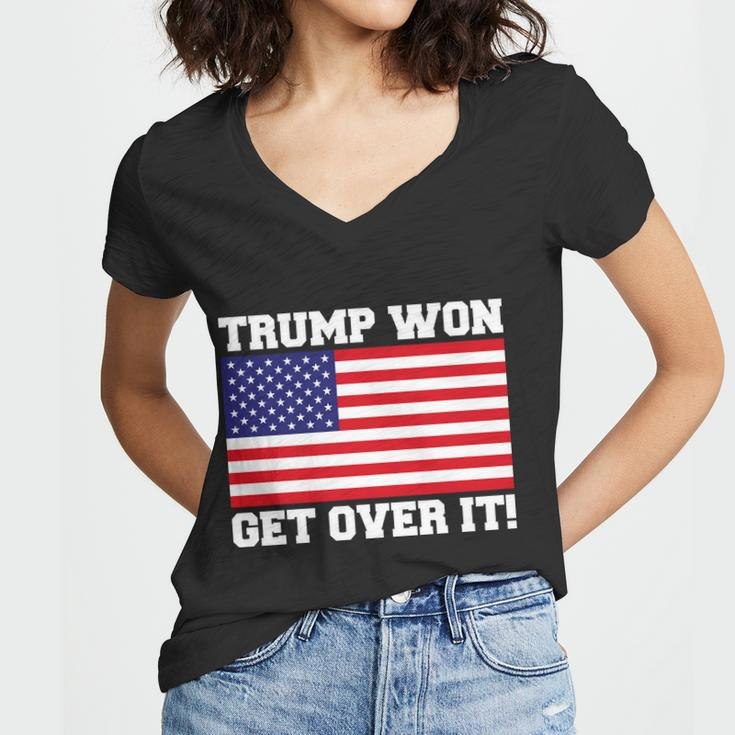 Donald Trump Won Get Over It Usa Flag 45Th President Tshirt Women V-Neck T-Shirt