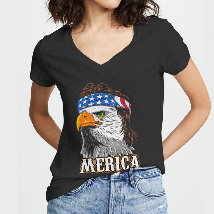 Eagle Mullet 4Th Of July Cool Gift Usa American Flag Merica Gift Women V-Neck T-Shirt