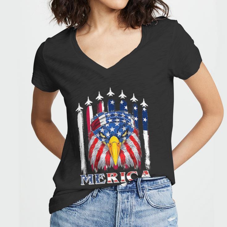 Eagle Mullet 4Th Of July Usa American Flag Merica Gift V2 Women V-Neck T-Shirt