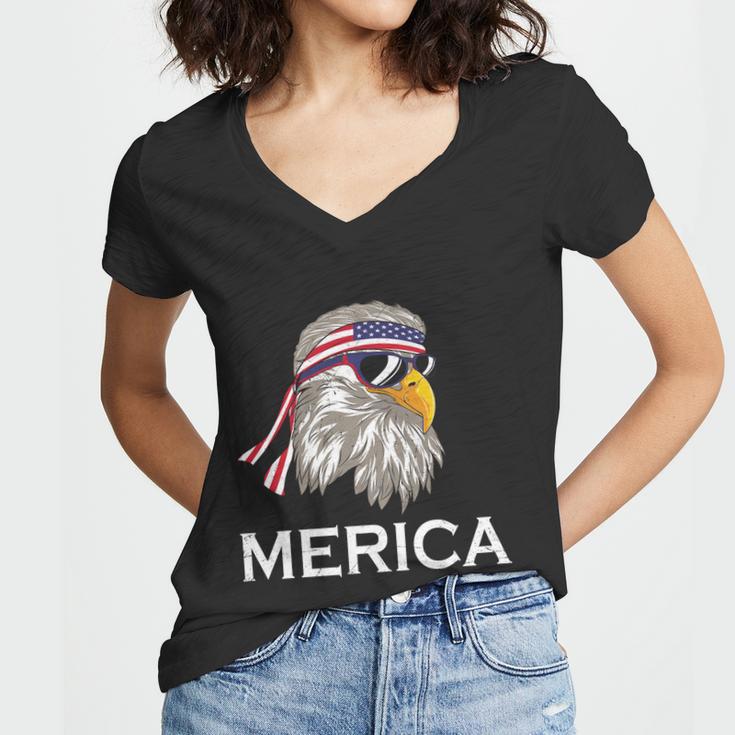 Eagle Mullet 4Th Of July Usa American Flag Merica Gift V4 Women V-Neck T-Shirt