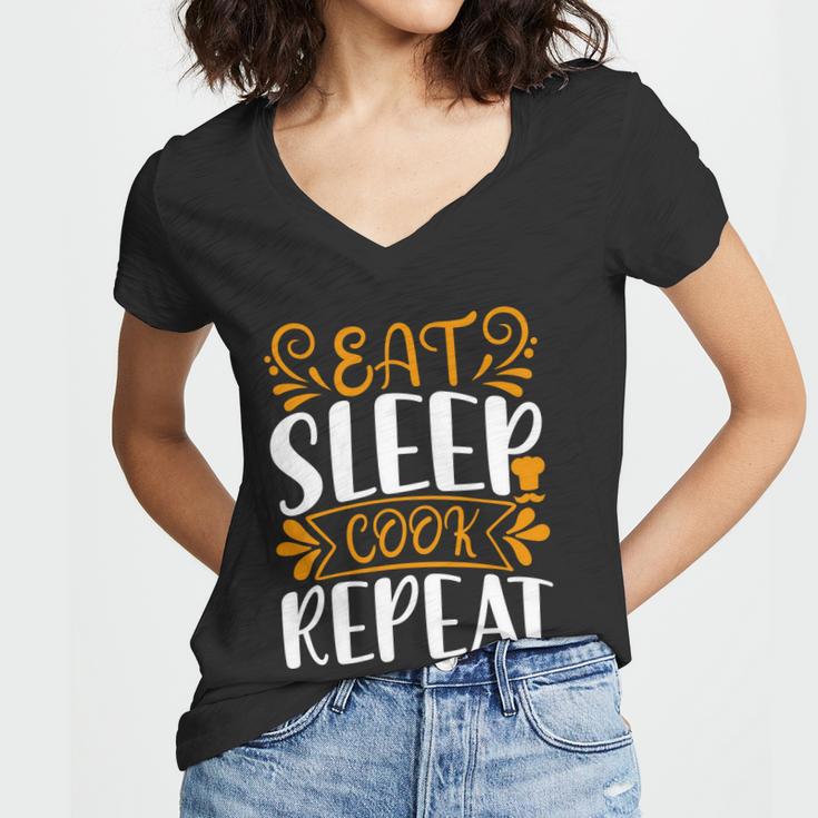 Eat Sleep Cook Repeat V2 Women V-Neck T-Shirt