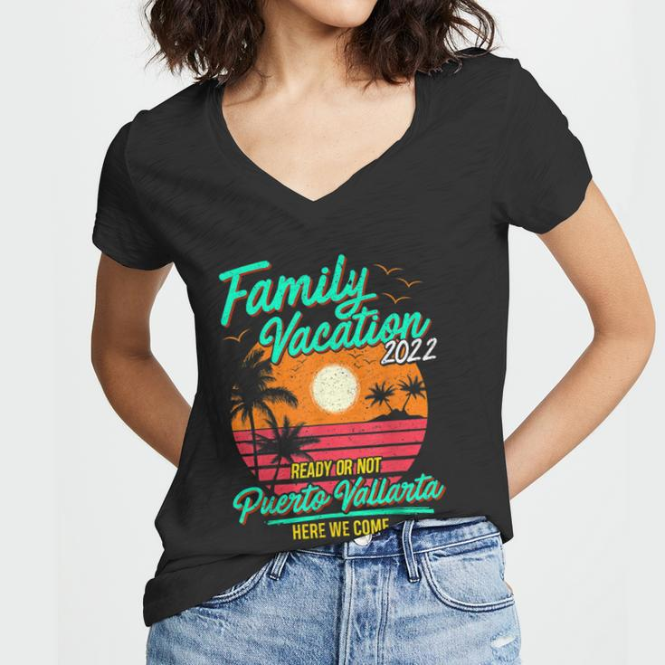 Family Vacation 2022 Puerto Vallarta Matching Group Couples Women V-Neck T-Shirt