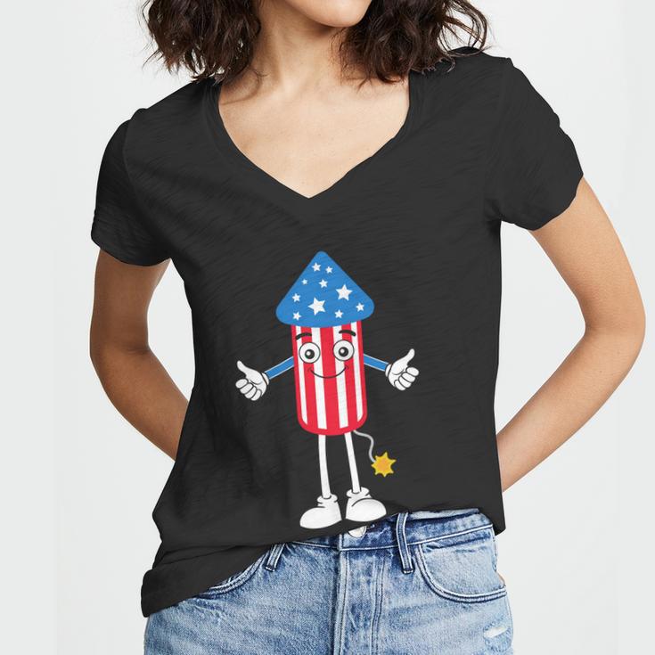 Firecracker Funny 4Th Of July Firecracker Fire Works Gift Women V-Neck T-Shirt