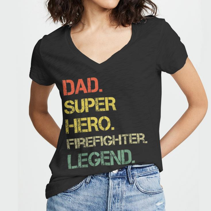 Firefighter Vintage Style Dad Hero Firefighter Legend Fathers Day Women V-Neck T-Shirt