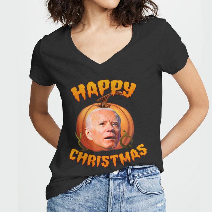 Funny Biden Happy Christmas Halloween Women V-Neck T-Shirt