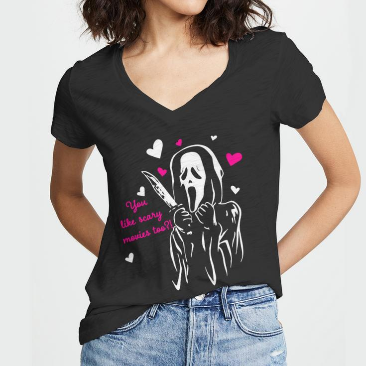 Funny Ghost Face You Like Scary Movies Too Women V-Neck T-Shirt