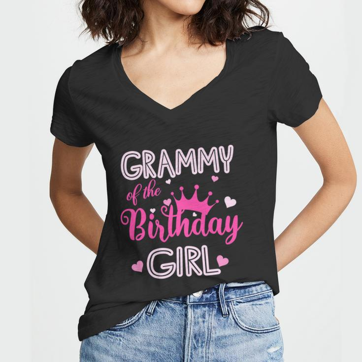 Funny Grammy Of The Birthday Girl Cute Pink Women V-Neck T-Shirt