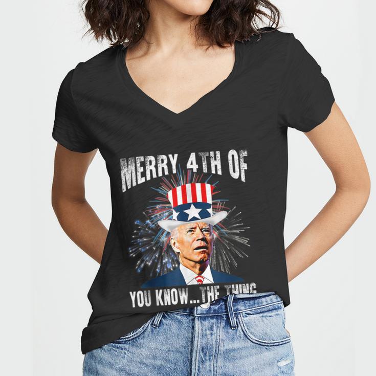 Funny Joe Biden Merry 4Th Of You KnowThe Thing 4Th Of July Women V-Neck T-Shirt