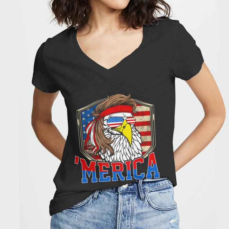 Funny July 4Th Cute Gift Merica 4Th Of July Bald Eagle Mullet Gift Women V-Neck T-Shirt