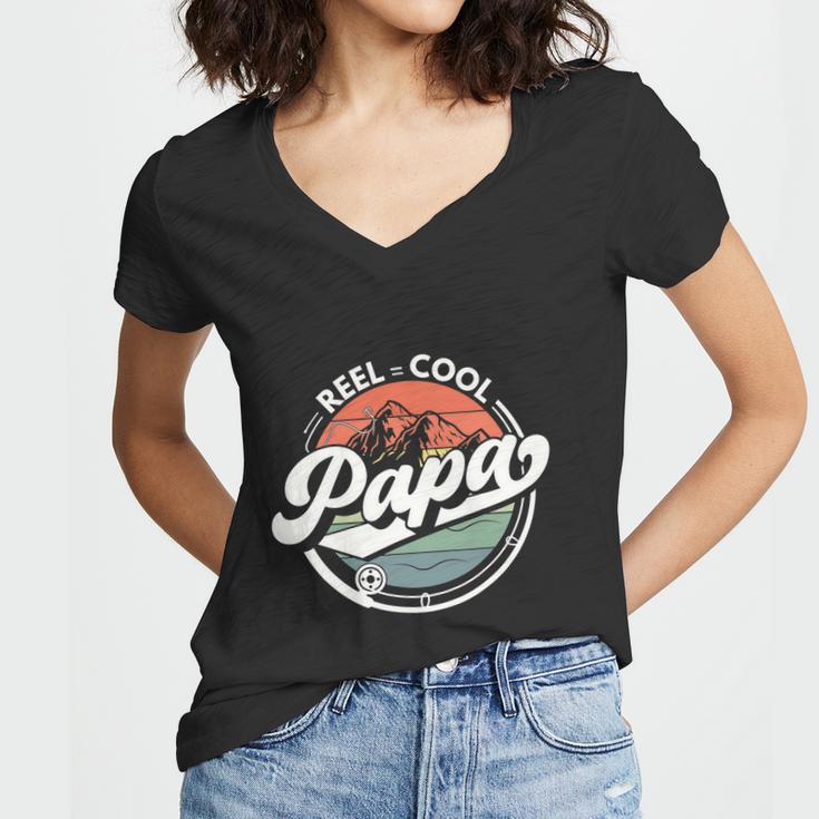 Funny Reel Cool Papa Fishing Gift Women V-Neck T-Shirt