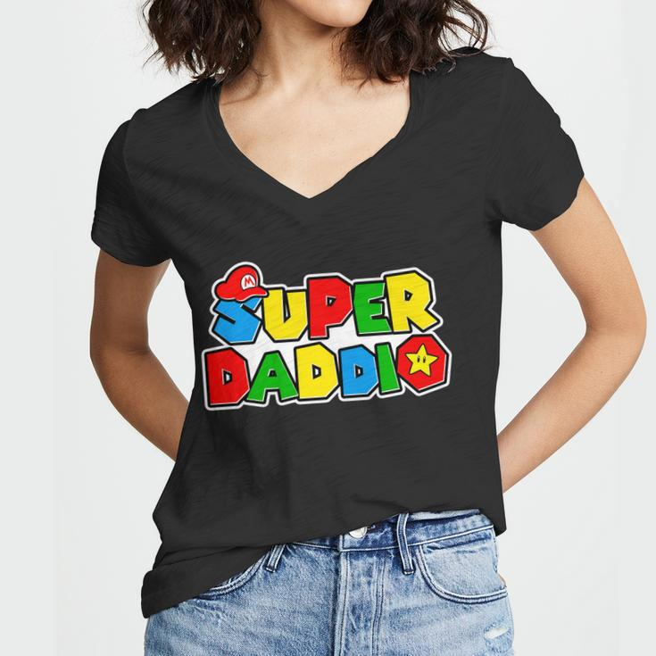 Funny Super Daddio Fathers Day Gamer Tshirt Women V-Neck T-Shirt
