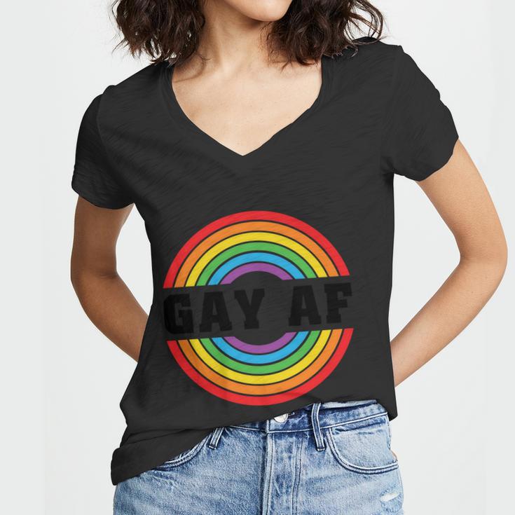 Gay Af Rainbow Lgbt Pride Month Women V-Neck T-Shirt