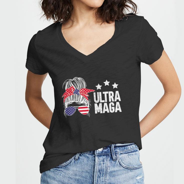 Happy 4Th Of July Funny Ultra Maga Women V-Neck T-Shirt