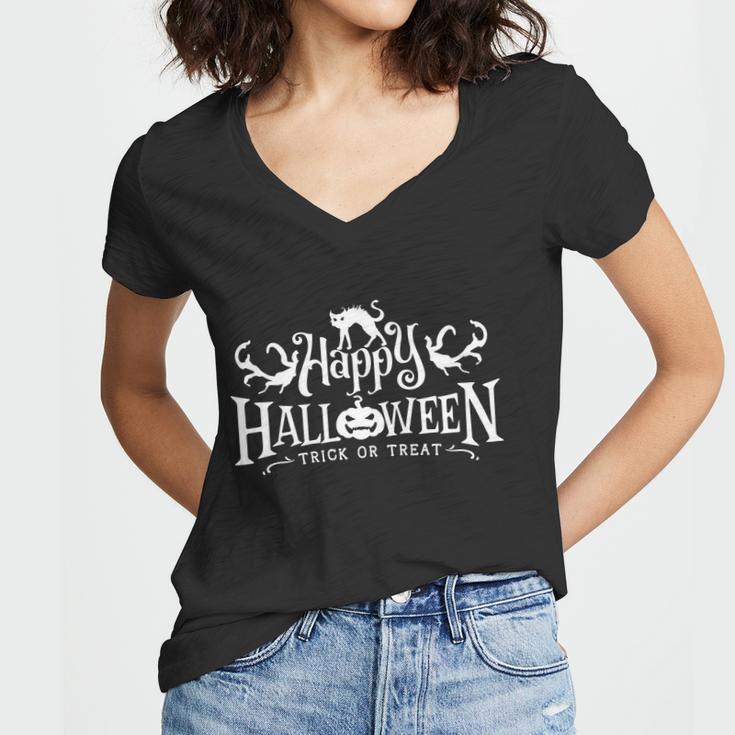 Happy Halloween Trick Or Treat Funny Halloween Quote V3 Women V-Neck T-Shirt