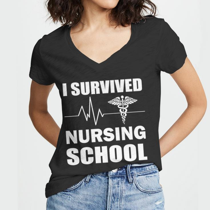 I Survived Nursing School Tshirt Women V-Neck T-Shirt