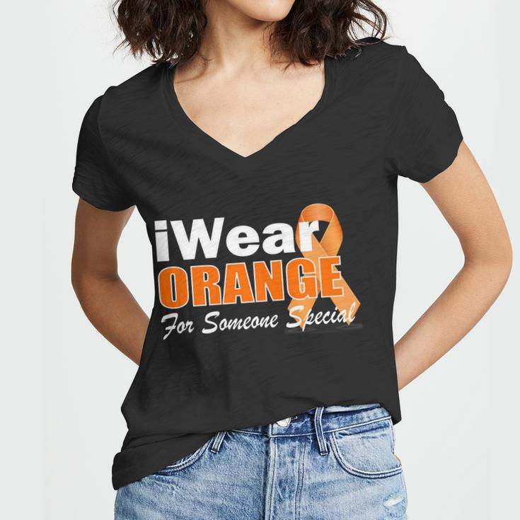 I Wear Orange For Someone I Love Leukemia Tshirt Women V-Neck T-Shirt
