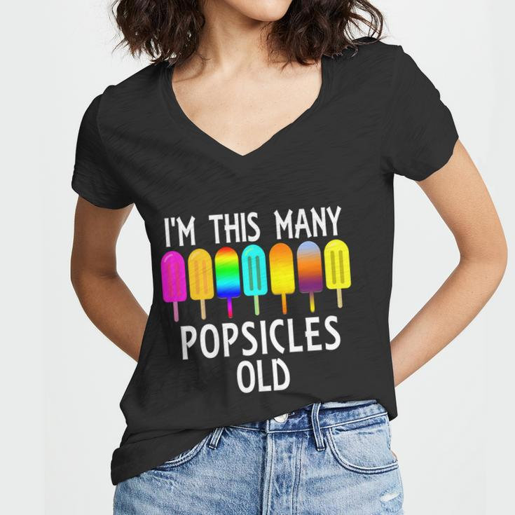 Im This Many Popsicles Old Funny 7Th Birthday Popsicle Cute Gift Women V-Neck T-Shirt