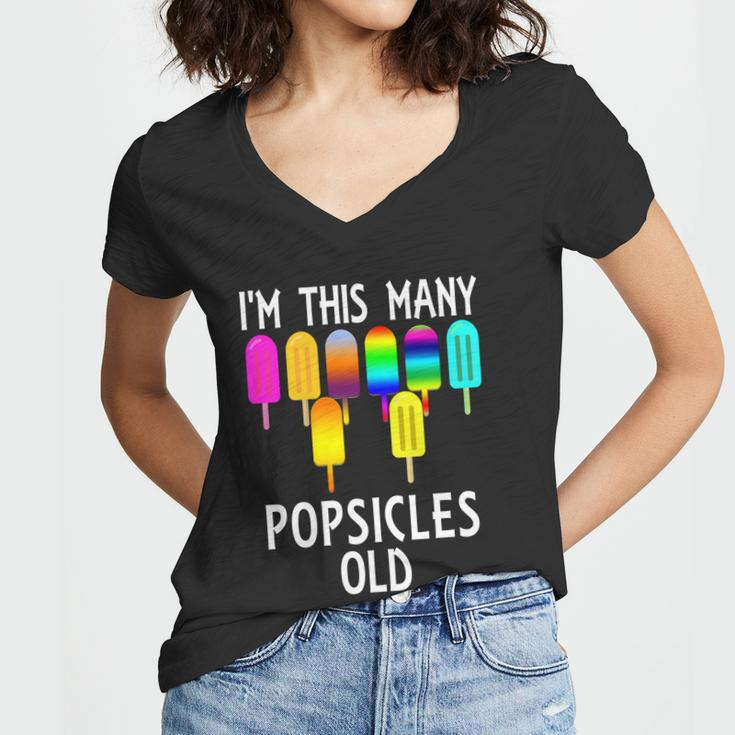 Im This Many Popsicles Old Funny 8Th Birthday Popsicle Gift Women V-Neck T-Shirt