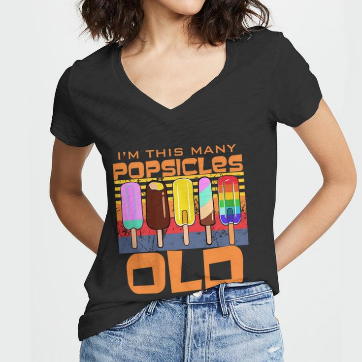 Im This Many Popsicles Old Funny Popsicle Birthday Gift Women V-Neck T-Shirt