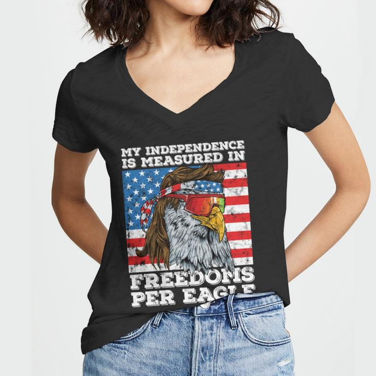 Independence Measured In Freedoms Per Eagle Usa 4Th Of July Cute Gift Women V-Neck T-Shirt