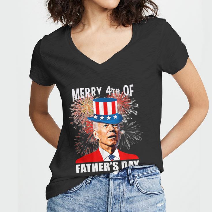 Joe Biden Merry 4Th Of Fathers Day Funny 4Th Of July Cool Gift Women V-Neck T-Shirt