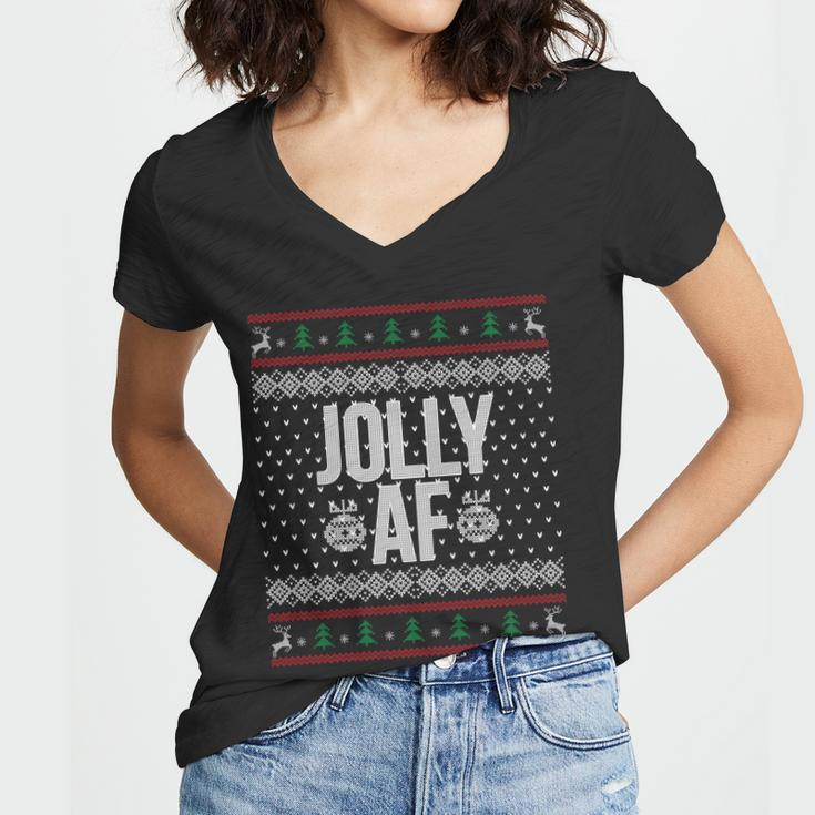 Jolly Af Ugly Christmas Women V-Neck T-Shirt
