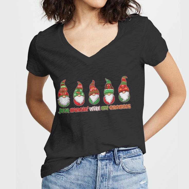 Just Hanging With My Gnomies Christmas Women V-Neck T-Shirt