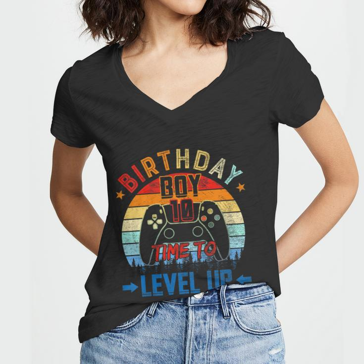 Kids 10Th Birthday Boy Time To Level Up 10 Years Old Boys Gift Women V-Neck T-Shirt