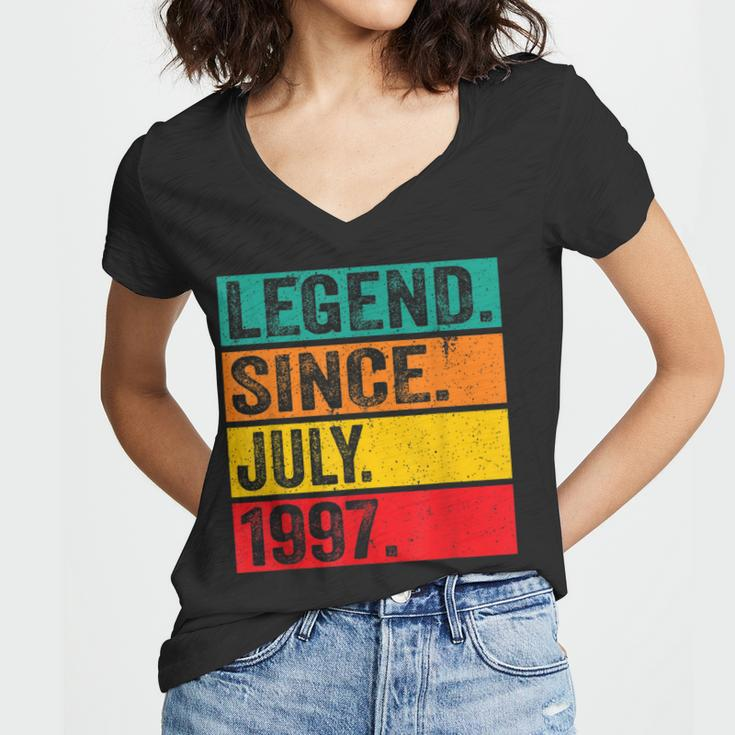 Legend Since July 1997 25Th Birthday 25 Years Old Vintage Women V-Neck T-Shirt