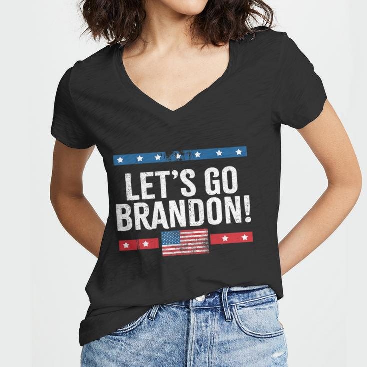 Lets Go Brandon Lets Go Brandon Vintage Us Flag Tshirt Women V-Neck T-Shirt