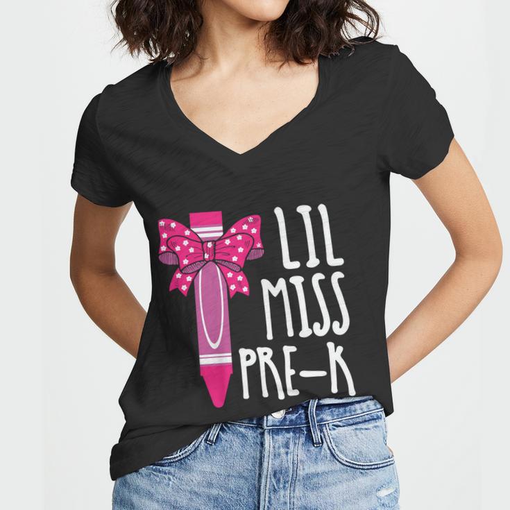 Little Miss Prek Cray On Back To School First Day Of School Women V-Neck T-Shirt