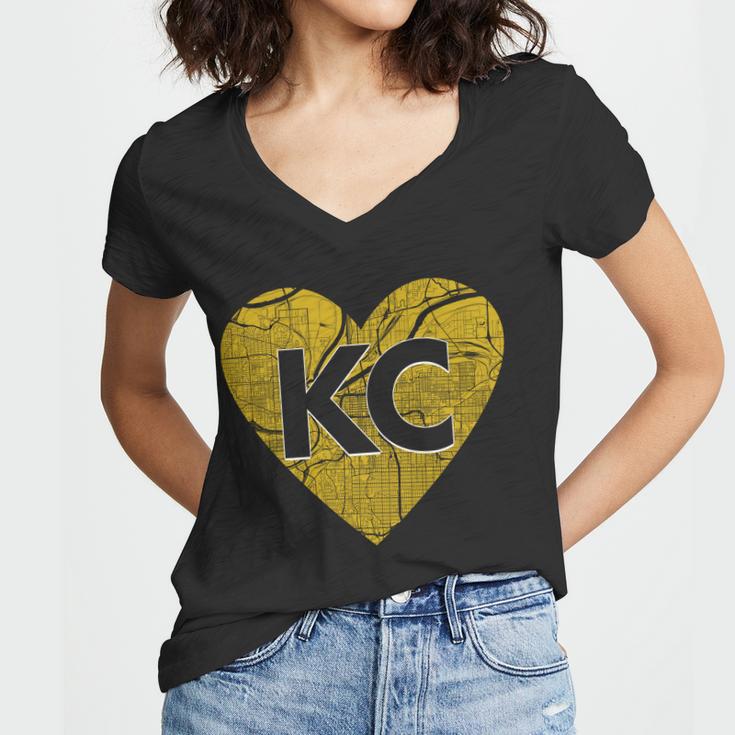 Love Kansas City Football Fan City Map Women V-Neck T-Shirt