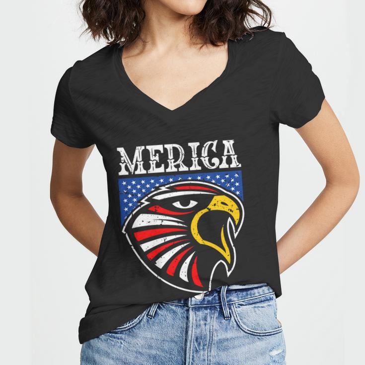 Merica 4Th Of July American Flag Bald Eagle Mullet 4Th July Gift Women V-Neck T-Shirt