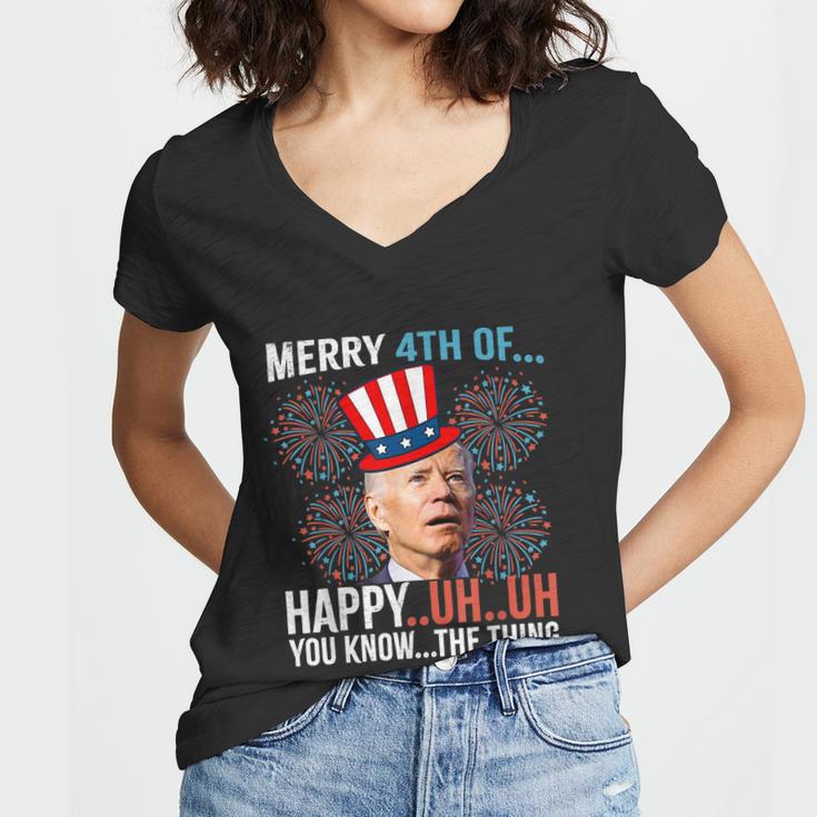 Merry 4Th Of Happy Uh Uh You Know The Thing Funny 4 July V2 Women V-Neck T-Shirt