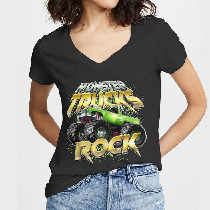 Monster Trucks Rock Women V-Neck T-Shirt