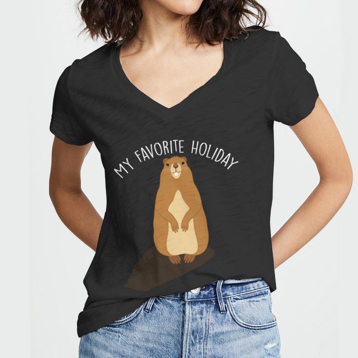 My Favorite Holiday Groundhog Day Women V-Neck T-Shirt