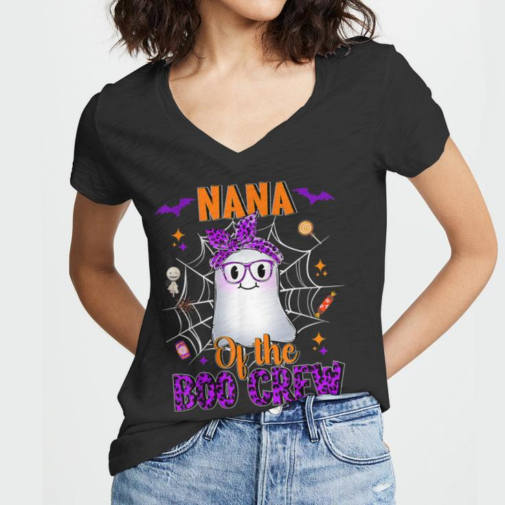 Nana Boo Crew Ghost Funny Matching Family Grandma Halloween Women V-Neck T-Shirt