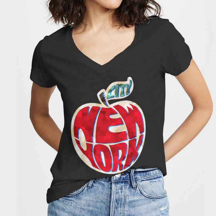 New York City Big Apple V2 Women V-Neck T-Shirt