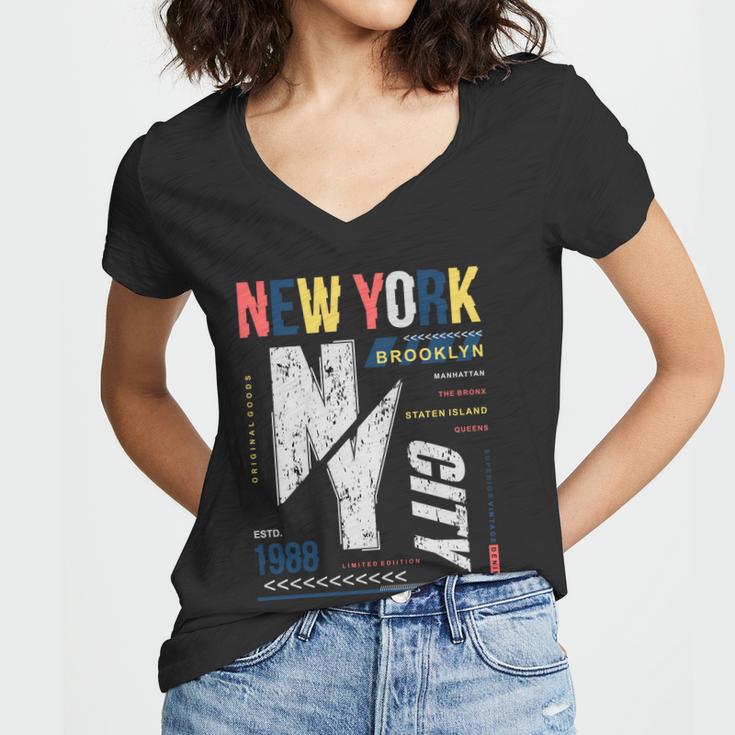 New York City Brooklyn Abstract Tshirt Women V-Neck T-Shirt