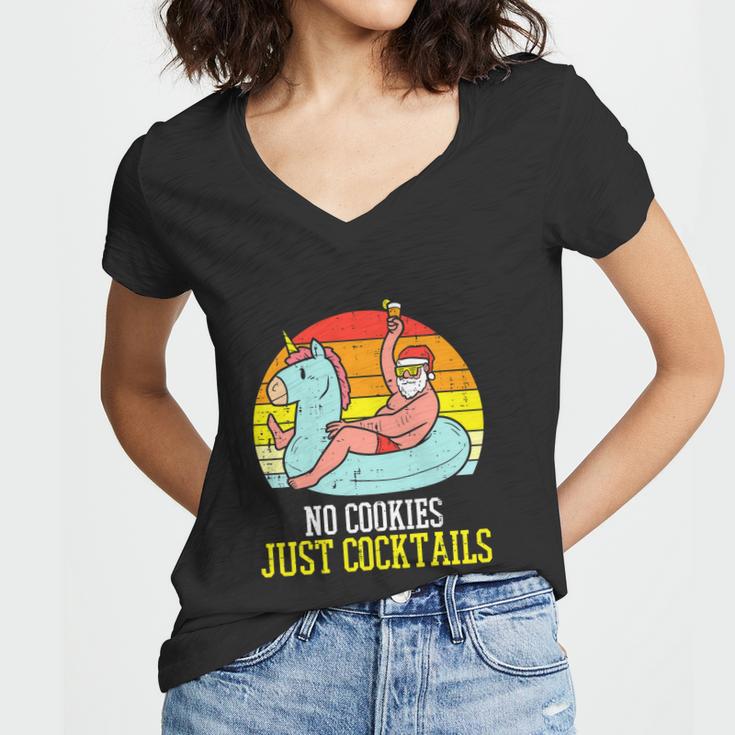 No Cookies Cocktails Funny Christmas In July Santa Summer Women V-Neck T-Shirt