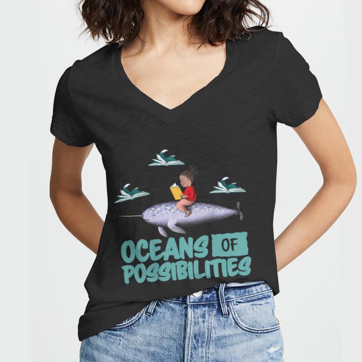 Oceans Of Possibilities Summer Reading 2022 Librarian Women V-Neck T-Shirt