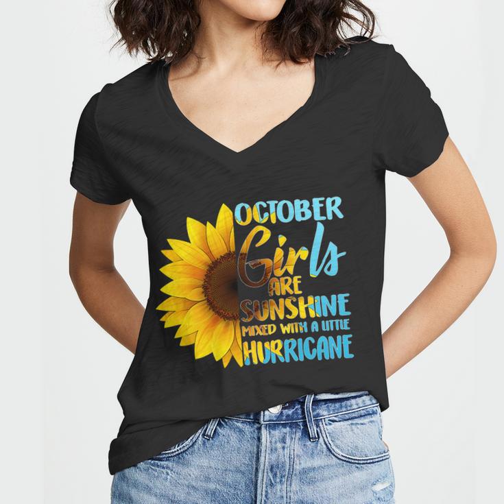 October Girls Sunflower Tshirt Women V-Neck T-Shirt