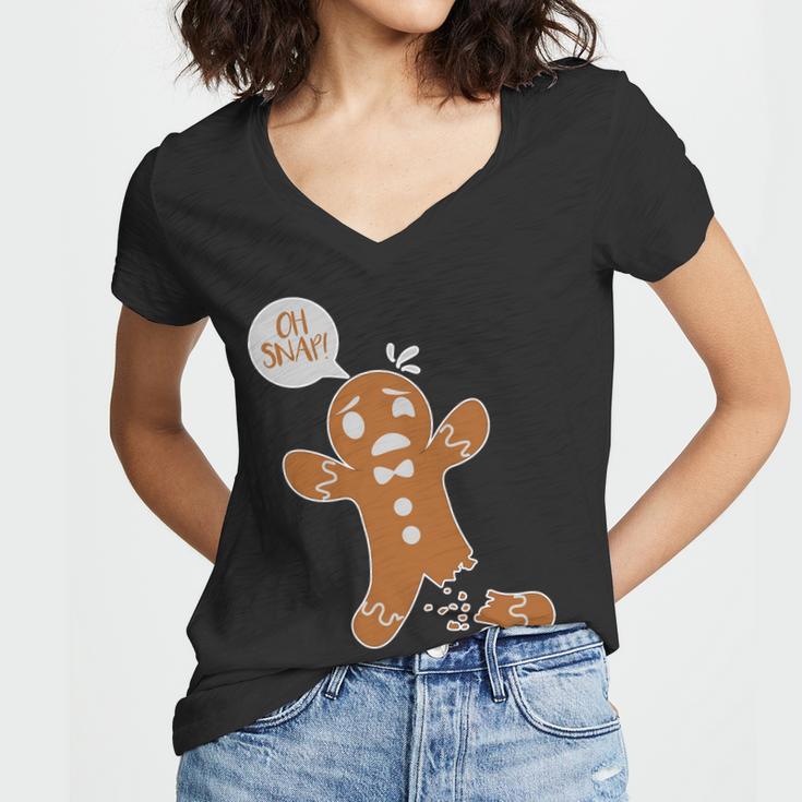 Oh Snap Funny Gingerbread Christmas Women V-Neck T-Shirt