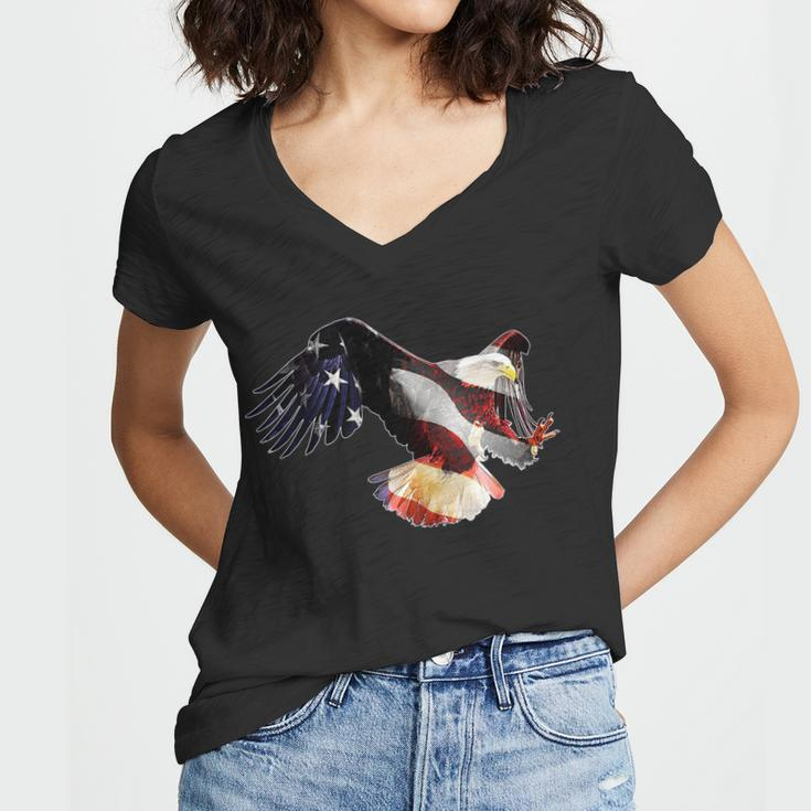 Patriotic American Bold Eagle Women V-Neck T-Shirt