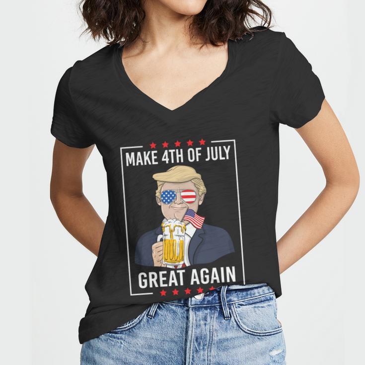 Patriotic Make 4Th Of July Great Again Trump Ing Beer Gift Women V-Neck T-Shirt