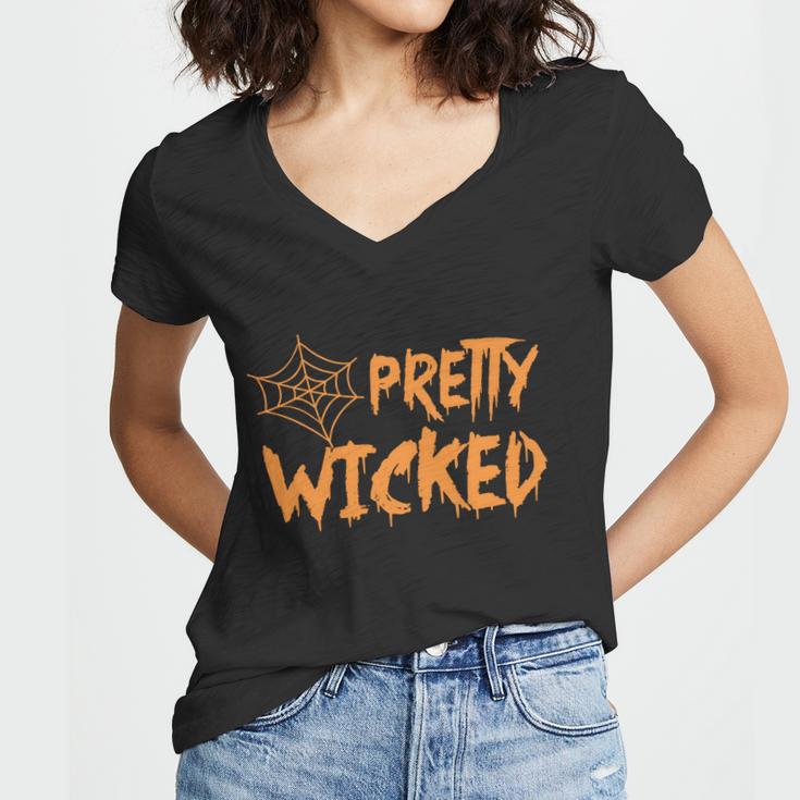 Pretty Wicked Halloween Quote V2 Women V-Neck T-Shirt