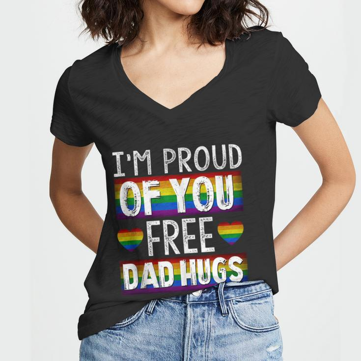 Proud Of You Free Dad Hugs Funny Gay Pride Ally Lgbtq Men Women V-Neck T-Shirt