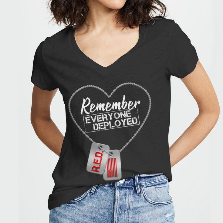 Red Remember Everyone Deployed Dog Tags Tshirt Women V-Neck T-Shirt