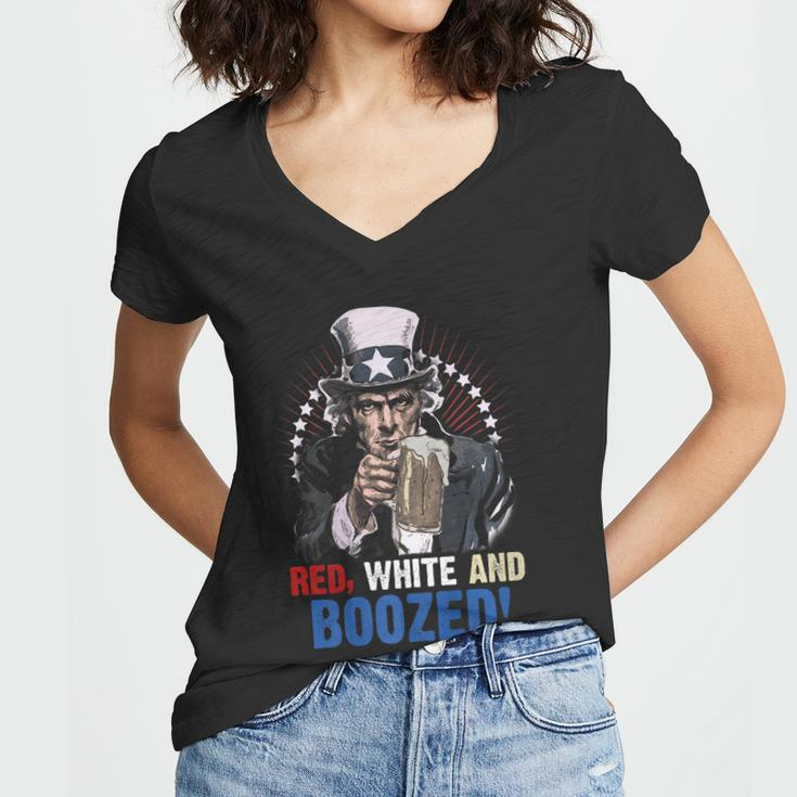 Red White And Boozed 4Th Of July Uncle Sam Women V-Neck T-Shirt